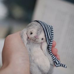 Miniature teddy bunny gray stuffed cute toy