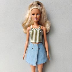 Barbie doll clothes denim skirt