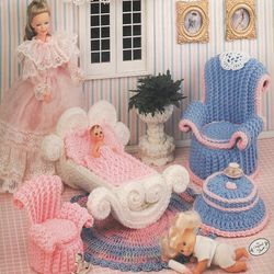 Digital | PDF | Crochet furniture for Barbie dolls | Crochet patterns | Toy for girls | Vintage knitting | PDF sample