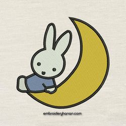 Bunny moon Embroidery design 3 Sizes reading pillow-INSTANT D0WNL0AD