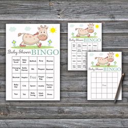 Giraffe Baby Shower Bingo Cards,Safari Baby Shower Bingo Games,Printable Baby Shower Bingo Cards--288