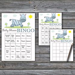 Zebra Baby Shower Bingo Cards,Safari Baby Shower Bingo Games,Printable Baby Shower Bingo Cards--287