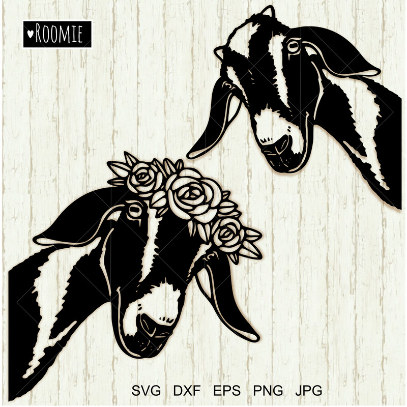 goats portrait black and white clipart.jpg