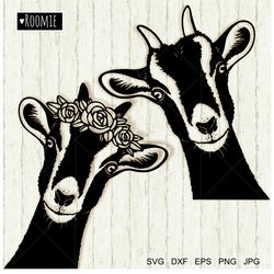 Goats SVG, Farm animals clipart, Farmhouse svg, Goat portrait, Shirt design Laser Vinyl Cameo Cricut Silhouette