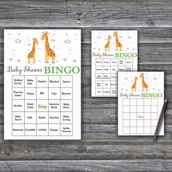 Safari theme Baby Shower Bingo Cards,Giraffe Baby Shower Bingo Games,Printable Baby Shower Bingo Cards--281