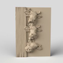 3D Model STL CNC Router file 3dprintable Cows Panel