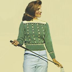 Vintage Knitting Pattern 52 Sport-Minded Knit Pullover Women