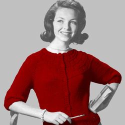 vintage knitting pattern 57 two-skein cardigan women