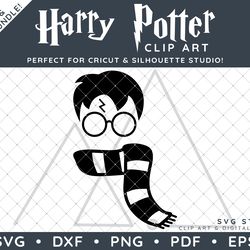 Harry Potter Clip Art Design SVG DXF PNG PDF - Harry Potter Scarf Silhouette Minimal Simple Design & FREE Font!