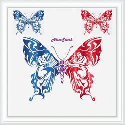 cross stitch pattern music butterfly silhouette muses harp flute wings monochrome abstract counted crossstitch patterns