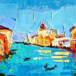 Venice Painting Italy Original Art Landscape Artwork Impasto Oil Painting 8 by 12 inches