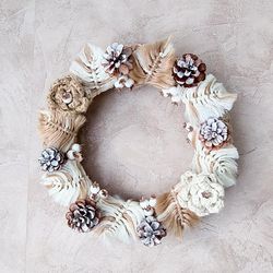 Merry Christmas wreath Hand-woven wall ornament
