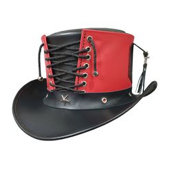 Steampunk Victorian Vested Black Leather Top Hat