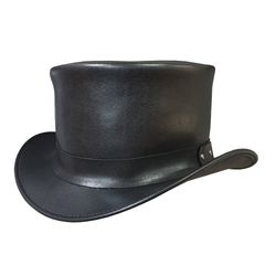 Hampton Black Leather Western Top Hat