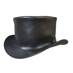 hampton black leather western top hat
