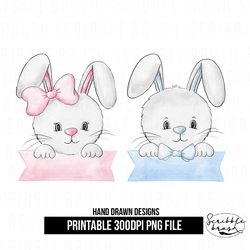 Easter Bunny Girl Boy Sublimation PNG Design