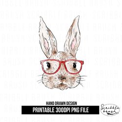 Red Glasses Easter Bunny Sublimation PNG Design