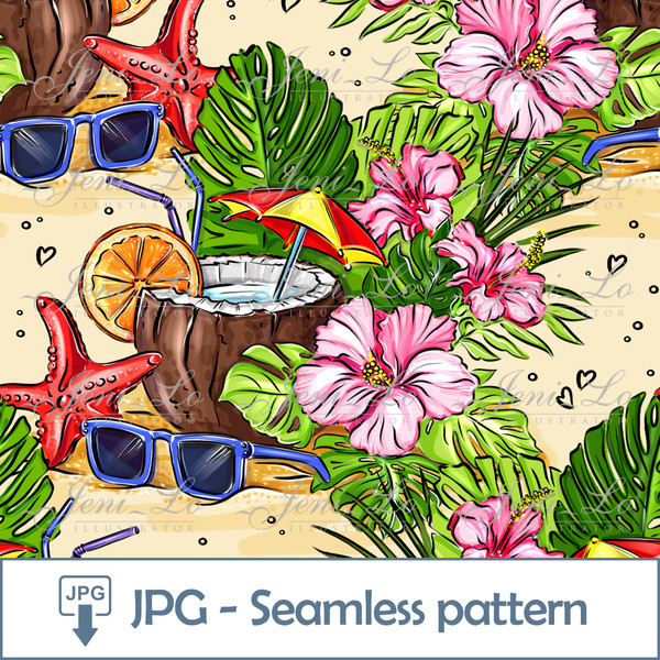 Tropical cocktail coconut pattern