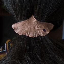 Leaf hair clip, wedding hair piece, witchy hair accessories, ginkgo jewelry