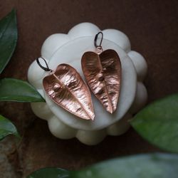 Copper earrings with real ssed box