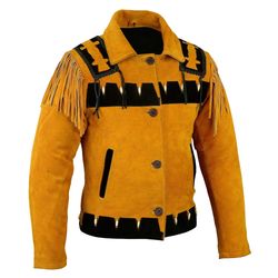 Western Indian Carnival Fasching Suede Leather Jacket