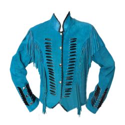 euro collar vintage suede fringed jacket