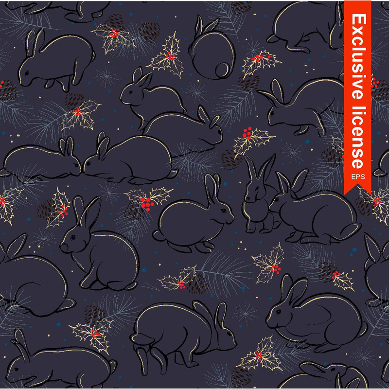 Seamless-Pattern-Bunnies-Dark-Christmas