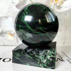 Uvarovite Sphere 66 mm Uvarovite Garnet Stone Sphere Uvarovite Ball Rare Mineral by UralMountainsFinds