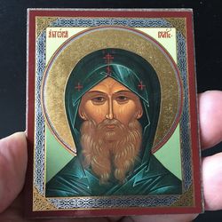 Saint Antony |  Silver and Gold Foiled Mounted on Wood | Size: 2,5" x 3,5"