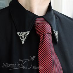 Brooch "Fenrir" on collar of shirt | Men's jewelry | Corner on the collar | Celtic Ornament | Celtic Knot