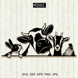 farm animals svg for cricut, cow bunny goat chicken, farmhouse sign, farm animals laser cut files