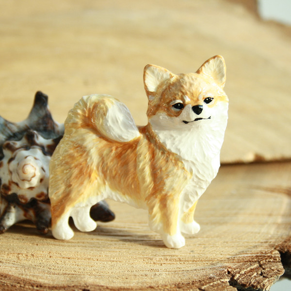 fawn longhaired chihuahua figurine