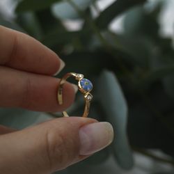 Adjustable ring, Pressed forget me not flower resizable ring, Gold stainless steel ring
