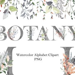Watercolor Botanical Alphabet.