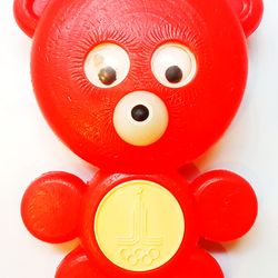 USSR Vintage Kid's Toy Bear with symbol Olympic Games Moscow Polyethylene 1980s