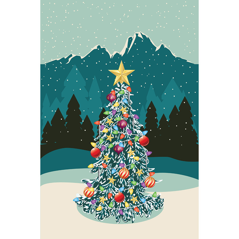 Fir tree in forest decorated for Christmas2.jpg