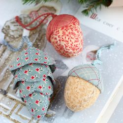 PDF Acorn and Pine Cone Christmas Ornaments Sewing Pattern