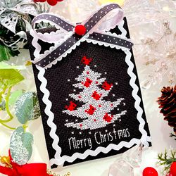 CARDINAL WHITE CHRISTMAS TREE cross stitch pattern PDF by CrossStitchingForFun Instant Download