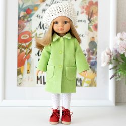 Green coat for Paola Reina doll, Siblies doll, Corolle, Little Darling, 13 inches doll clothes, doll outerwear