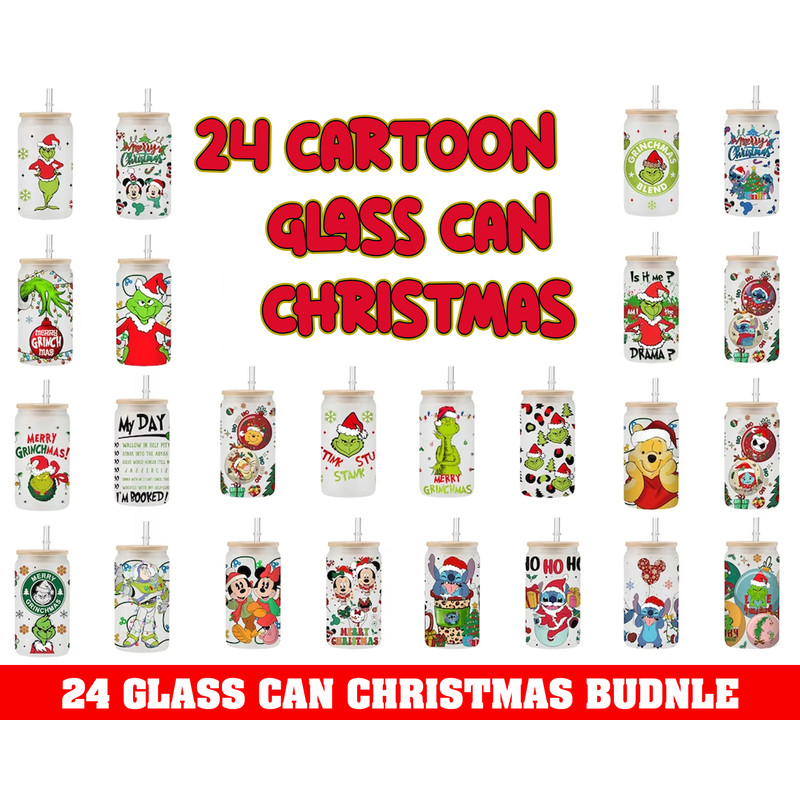 Cartoons Christmas 16oz Libbey Can Glass 1.jpg
