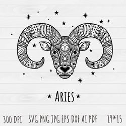 Aries Outline SVG, Aries  clip art, Outline, SVG File, hand drawn, PNG, Digital Download