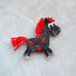 Funny horse animal brooch for women Needle felted wool pin for girl Horse lover gift jewelry