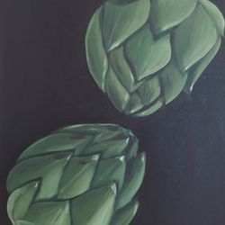 artichokes painting original art oil painting still life wall decor