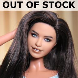 custom barbie fashionista brunette head ooak