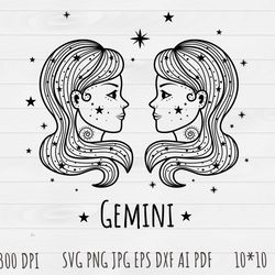 Gemini Outline SVG, Gemini clip art, Outline, SVG File, hand drawn, PNG, Digital Download