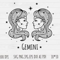 gemini outline svg, gemini clip art, outline, svg file, hand drawn, png, digital download