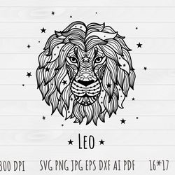 Lion Outline SVG, Lion clip art, Outline, SVG File, hand drawn, PNG, Digital Download