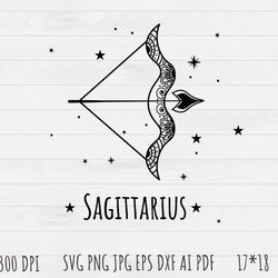 Sagittarius Outline SVG, Sagittarius clip art, Outline, SVG File, hand drawn, PNG, Digital Download,Sagittarius zodiac