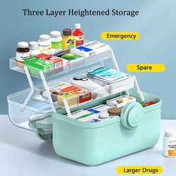 3 Layers Medicine First Aid Kit Large Capacity Pill Cases