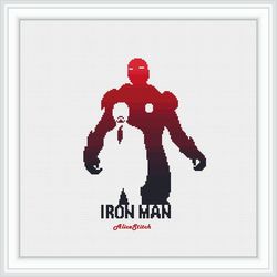 Cross stitch pattern Iron man superhero silhouette comics monochrome red counted crossstitch patterns Download PDF